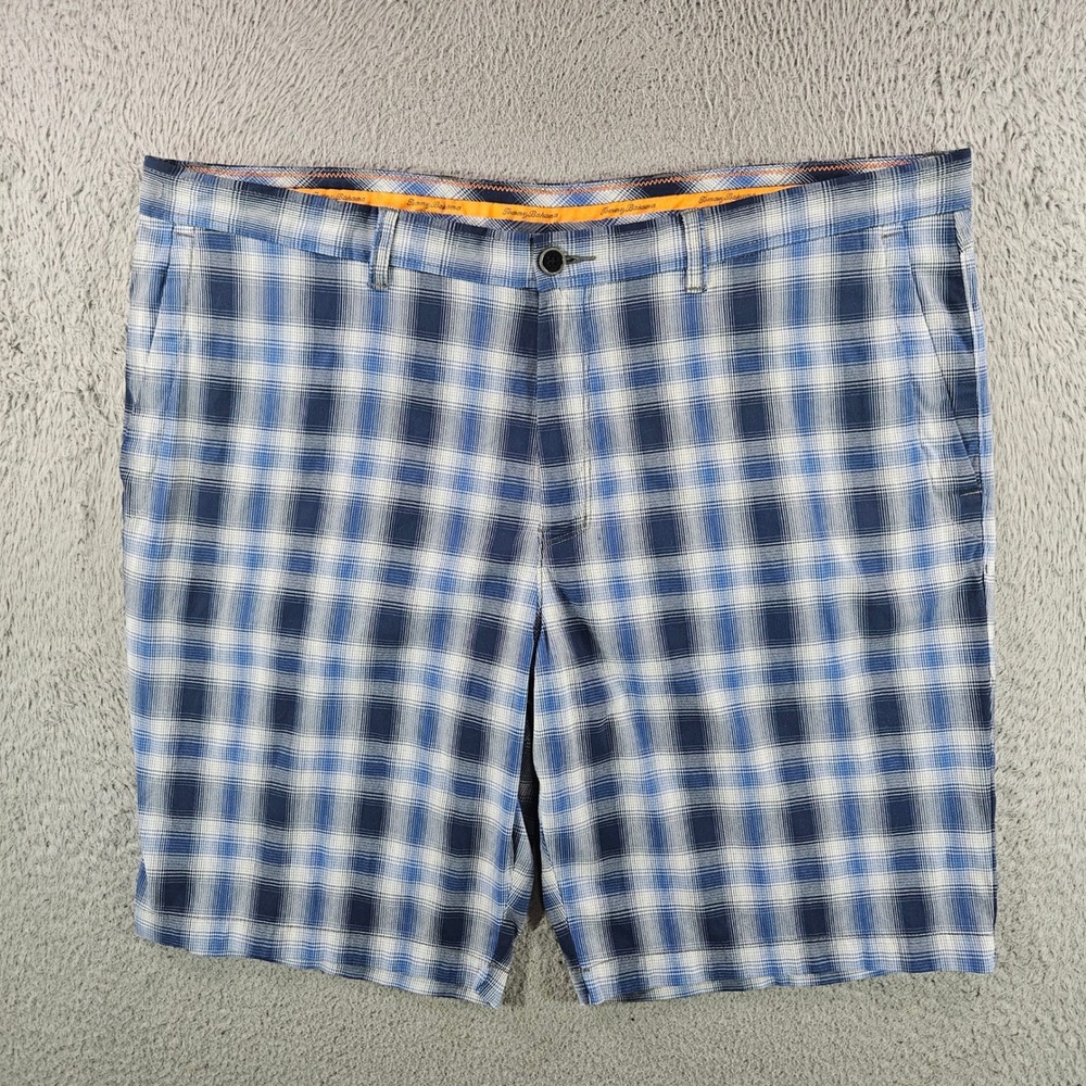 Tommy Bahama Paradise Tech Mens Blue Plaid Performance Shorts Size 40